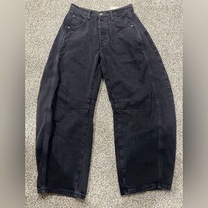 Free People We The Free Lucky You Mid Rise Barrel Jean Size 29 Black Baggy Pants